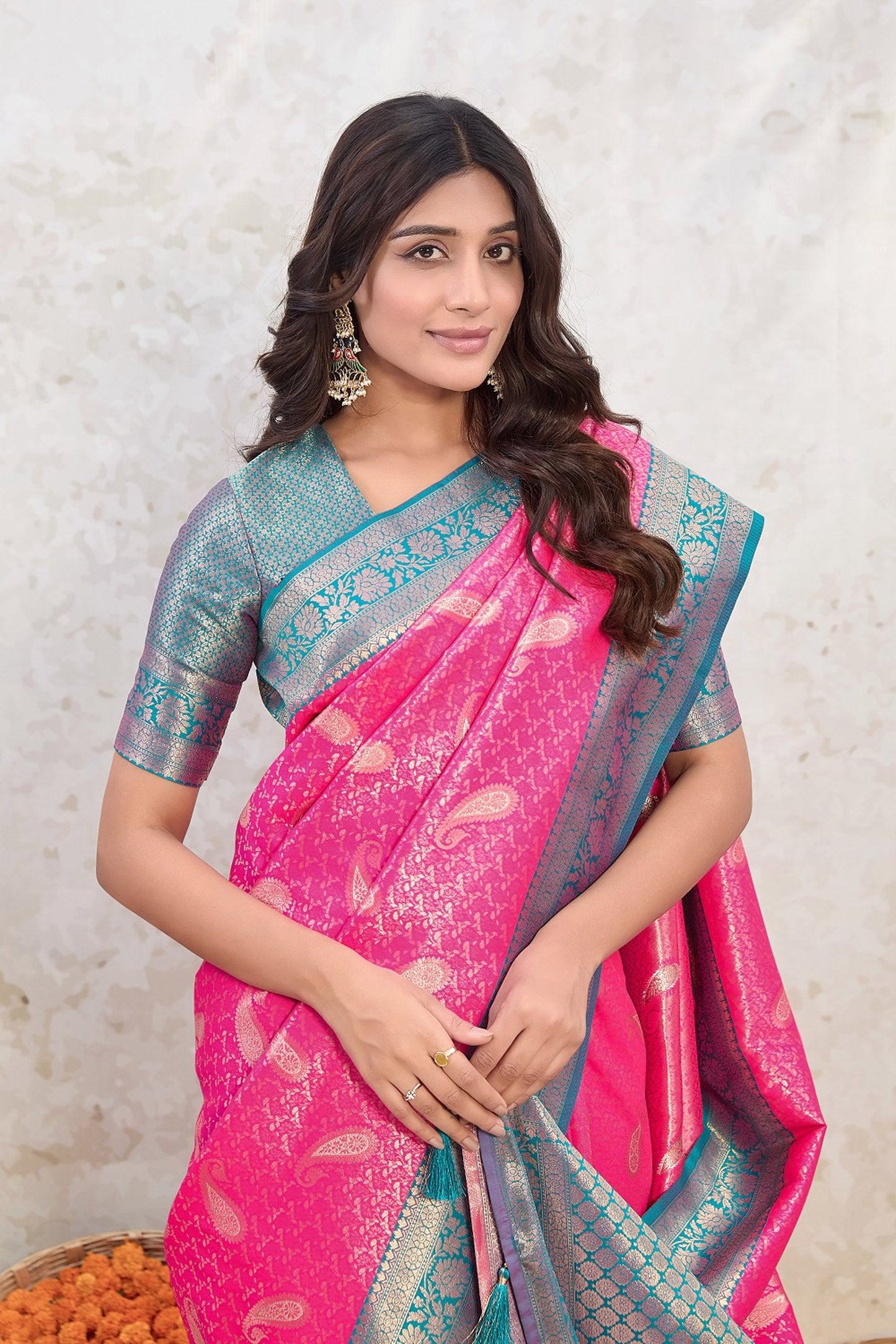 Pink Zari Kanjivaram Silk Saree