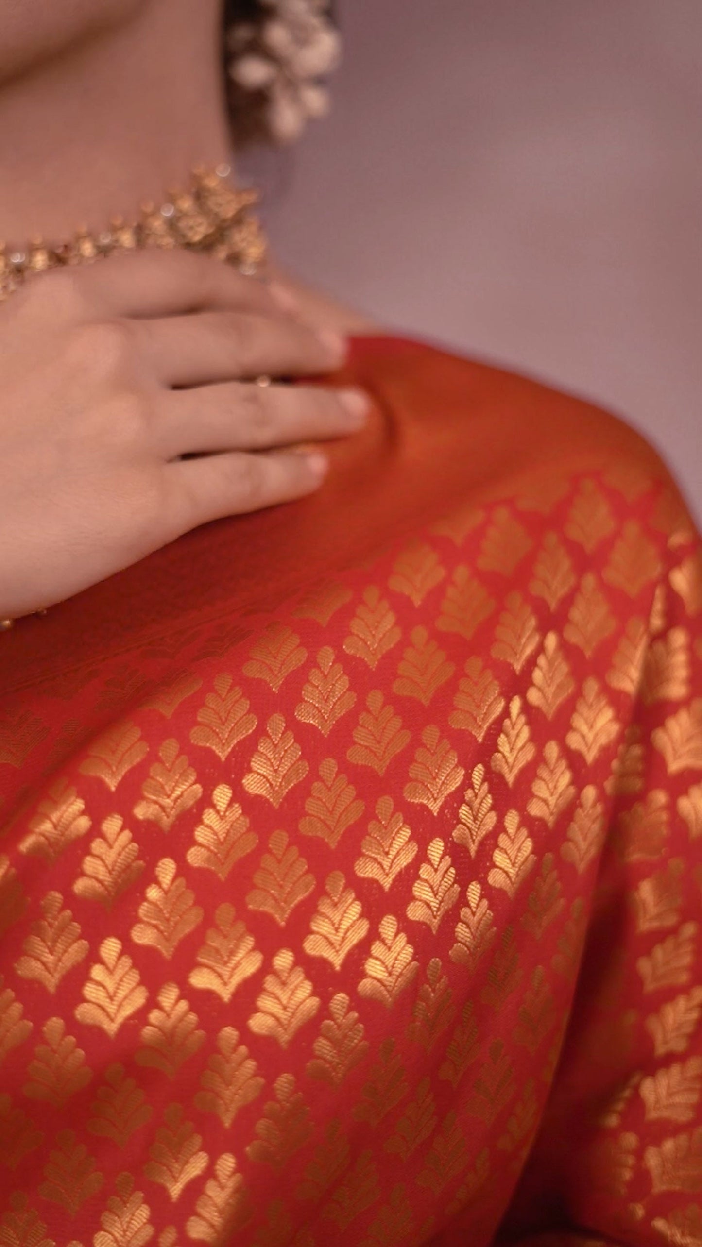 Fire Opulence Red Kanjivaram Butti Saree