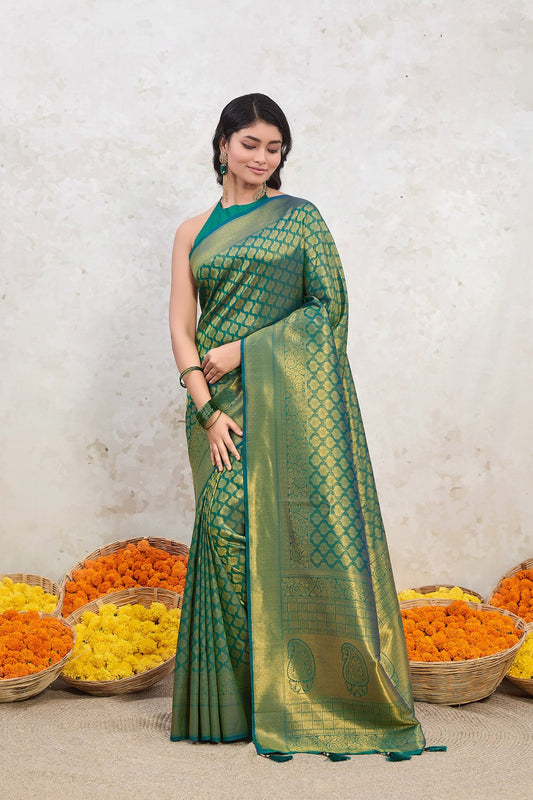 Green Radiance Zari Woven Kanjivaram Saree