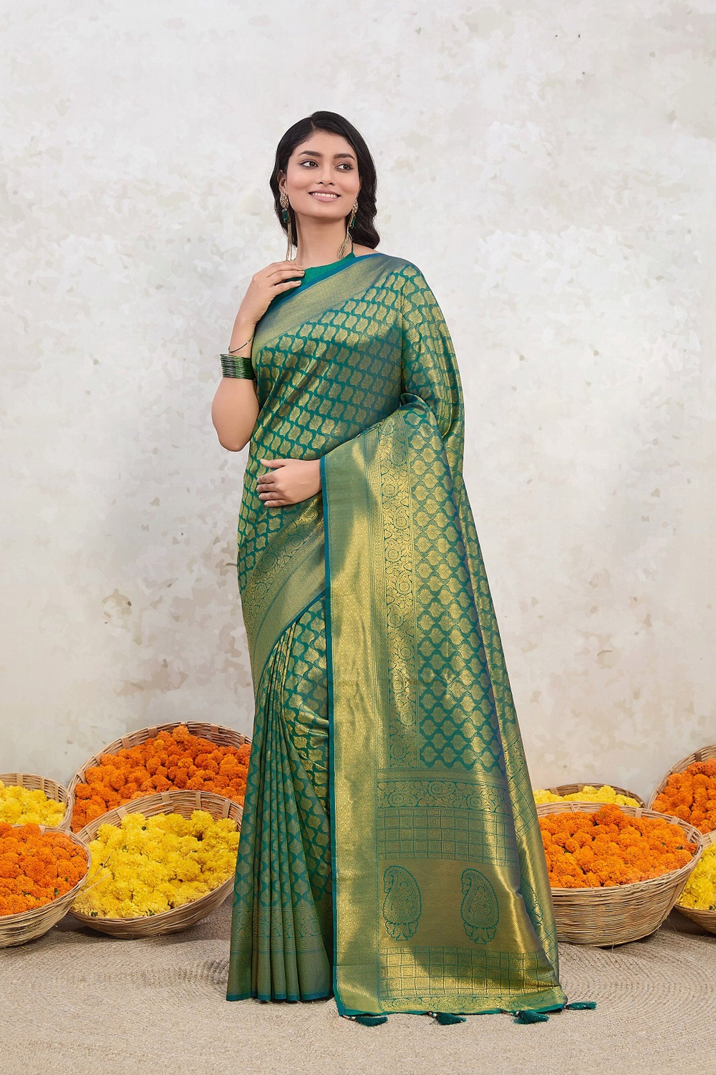 Green Radiance Zari Woven Kanjivaram Saree