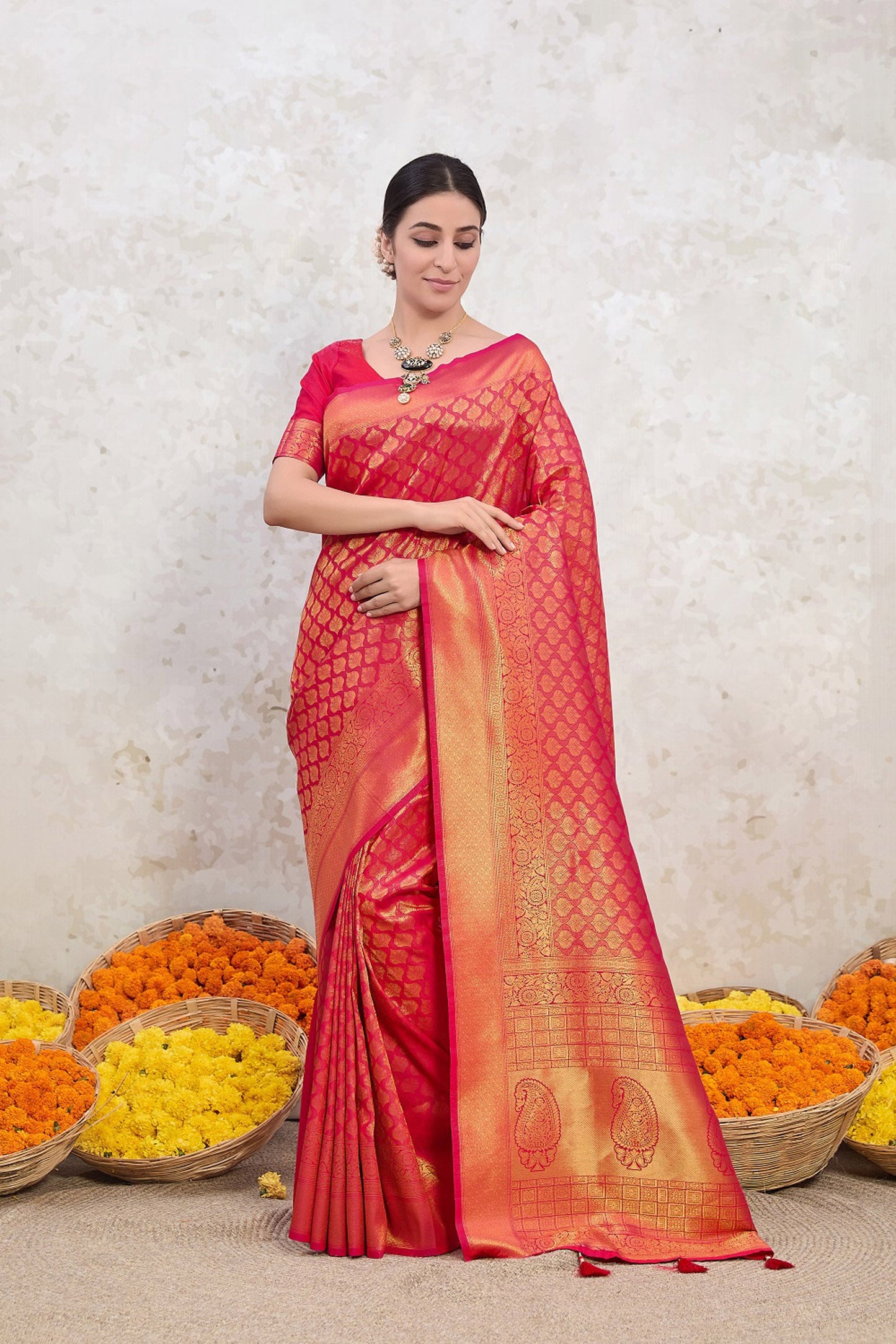 Pink Radiance Zari Kanjivaram Saree