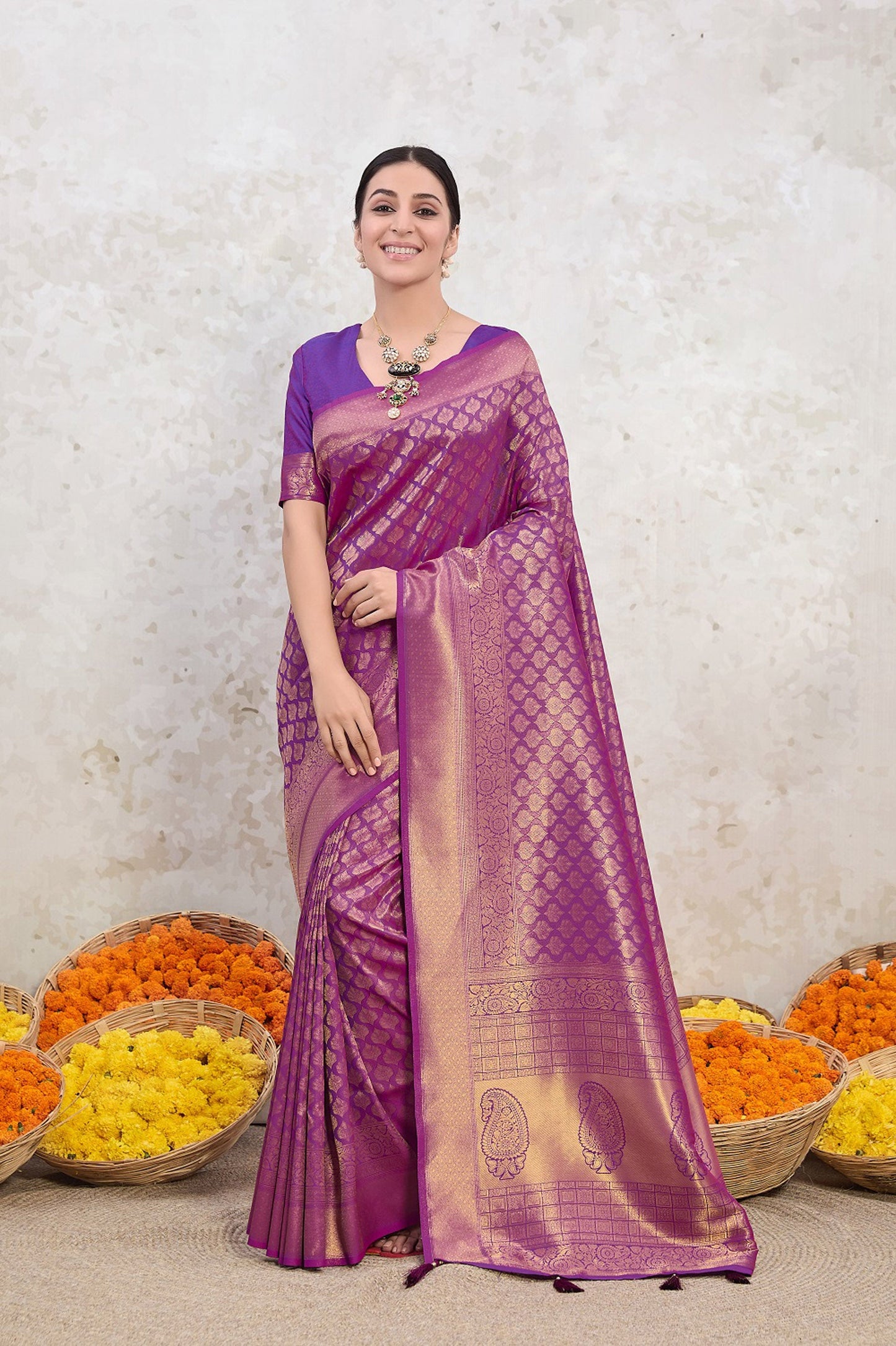 Violet Charm Purple Festive Silk Saree