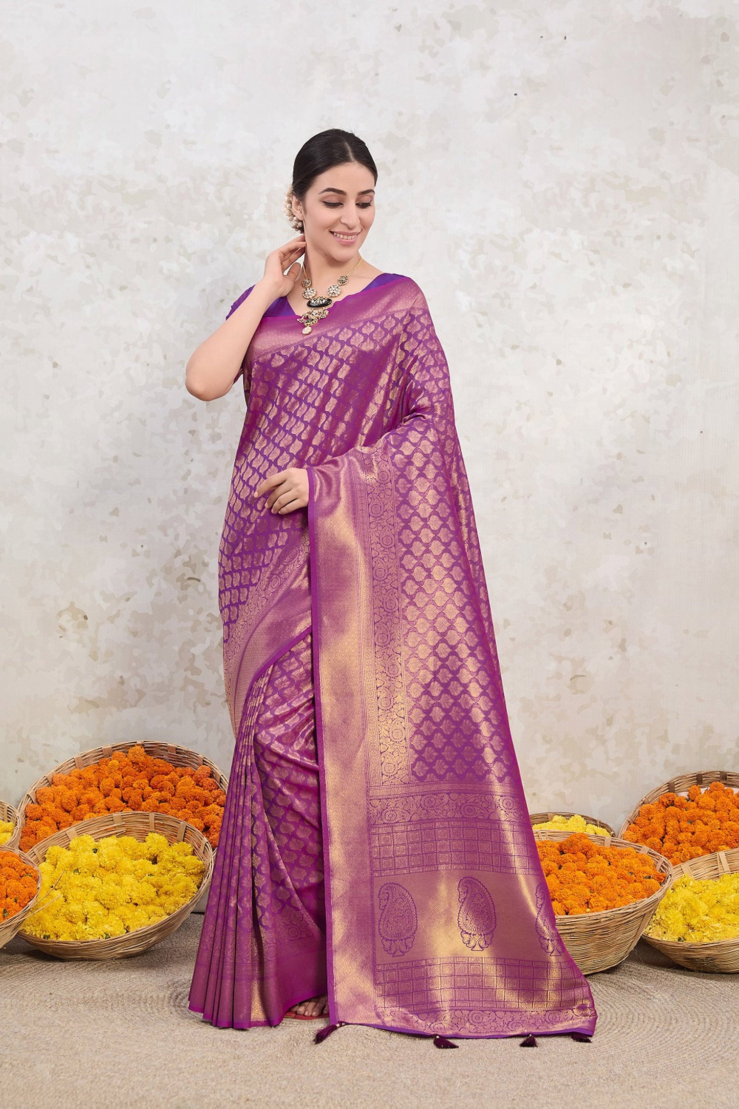 Violet Charm Purple Festive Silk Saree