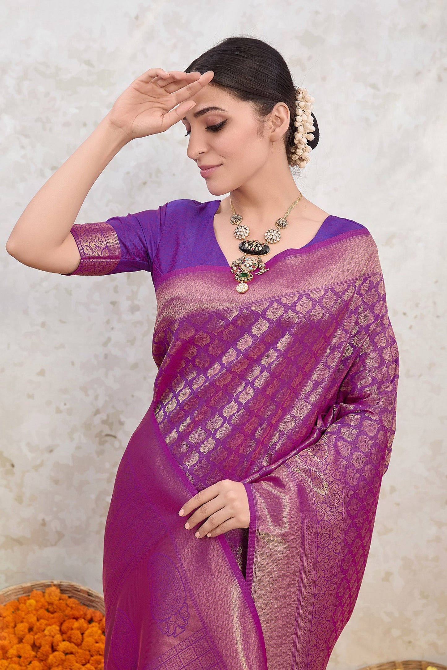 Violet Charm Purple Festive Silk Saree