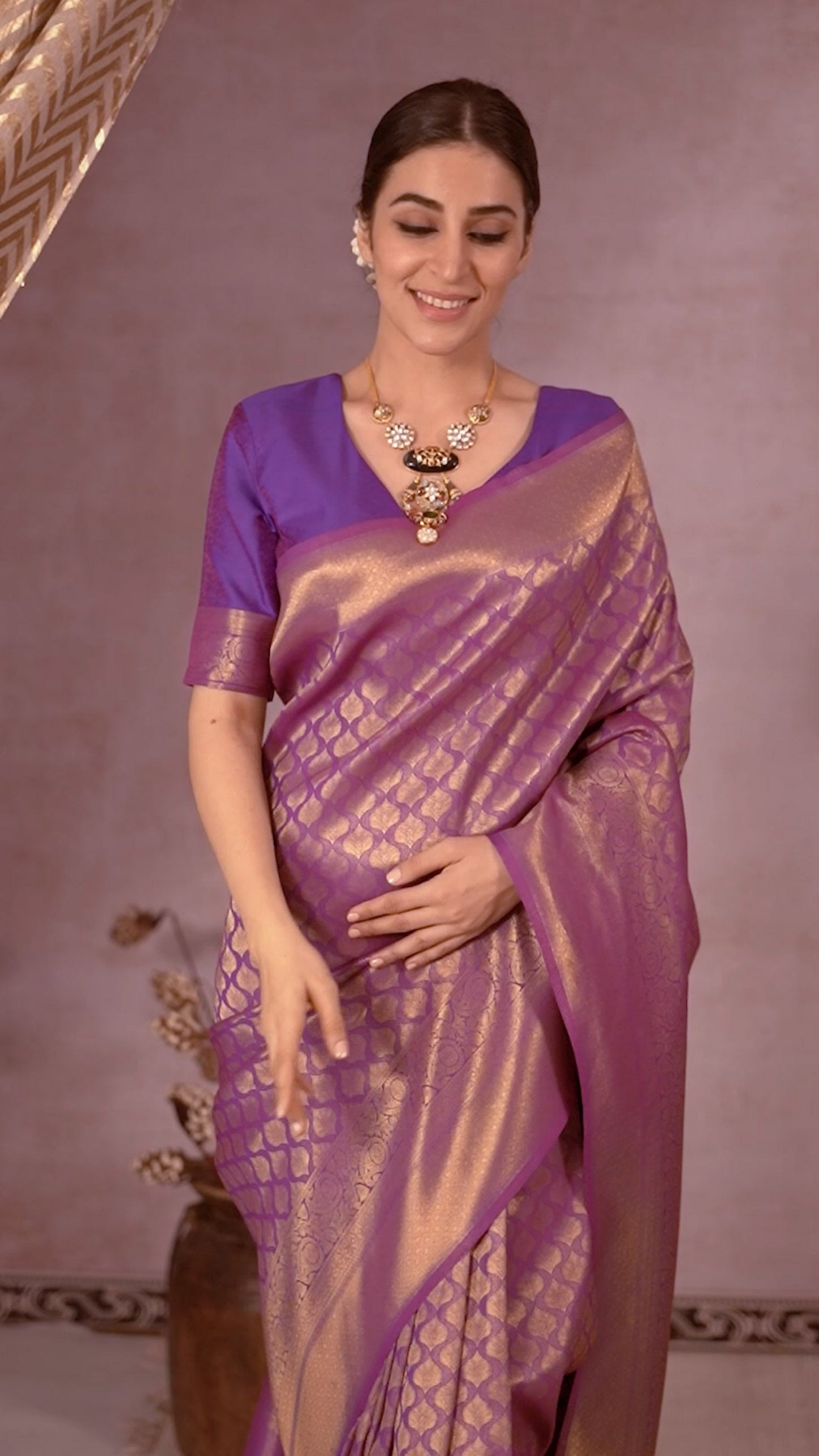 Violet Charm Purple Festive Silk Saree