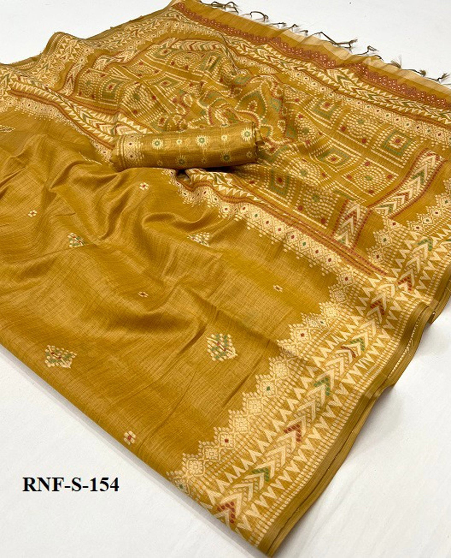 Rust Cotton Saree with Thread Weaving & Tassel Pallu