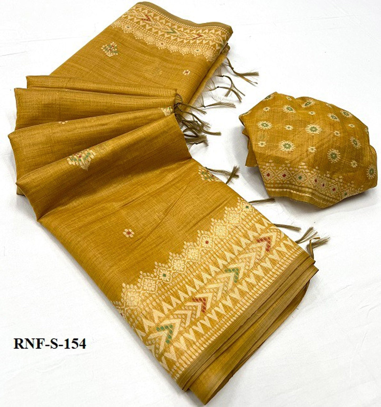 Rust Cotton Saree with Thread Weaving & Tassel Pallu