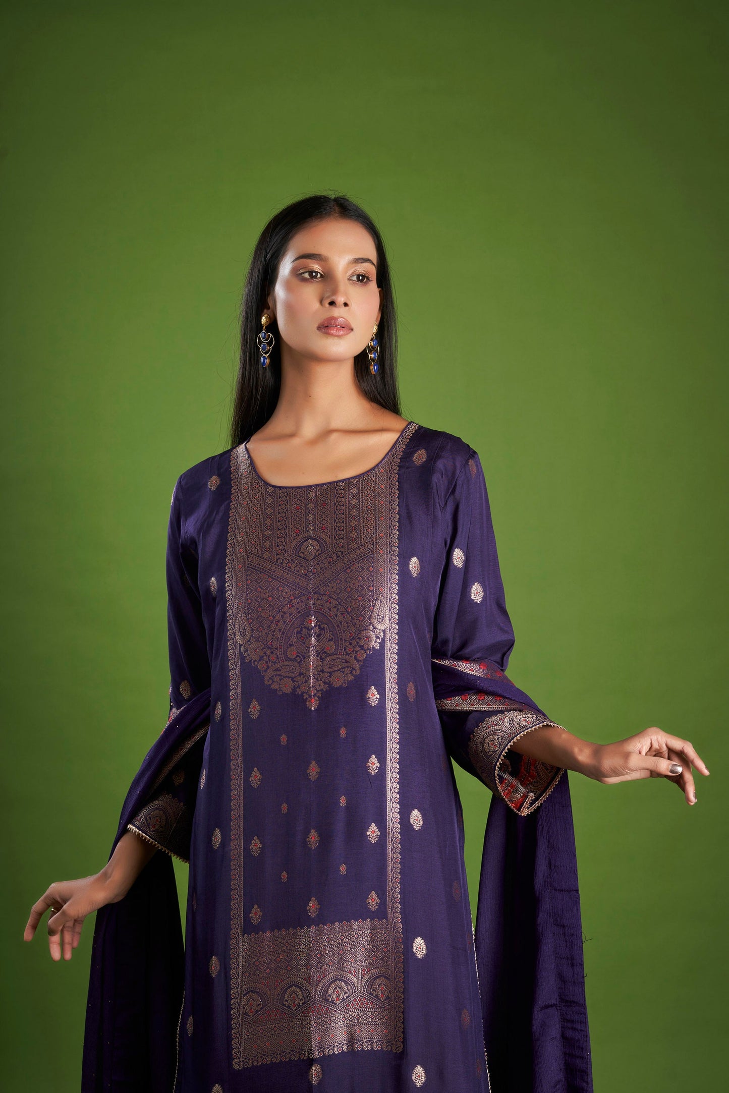 Rajwada Jacquard Embroidered Dola Silk Kurta Set