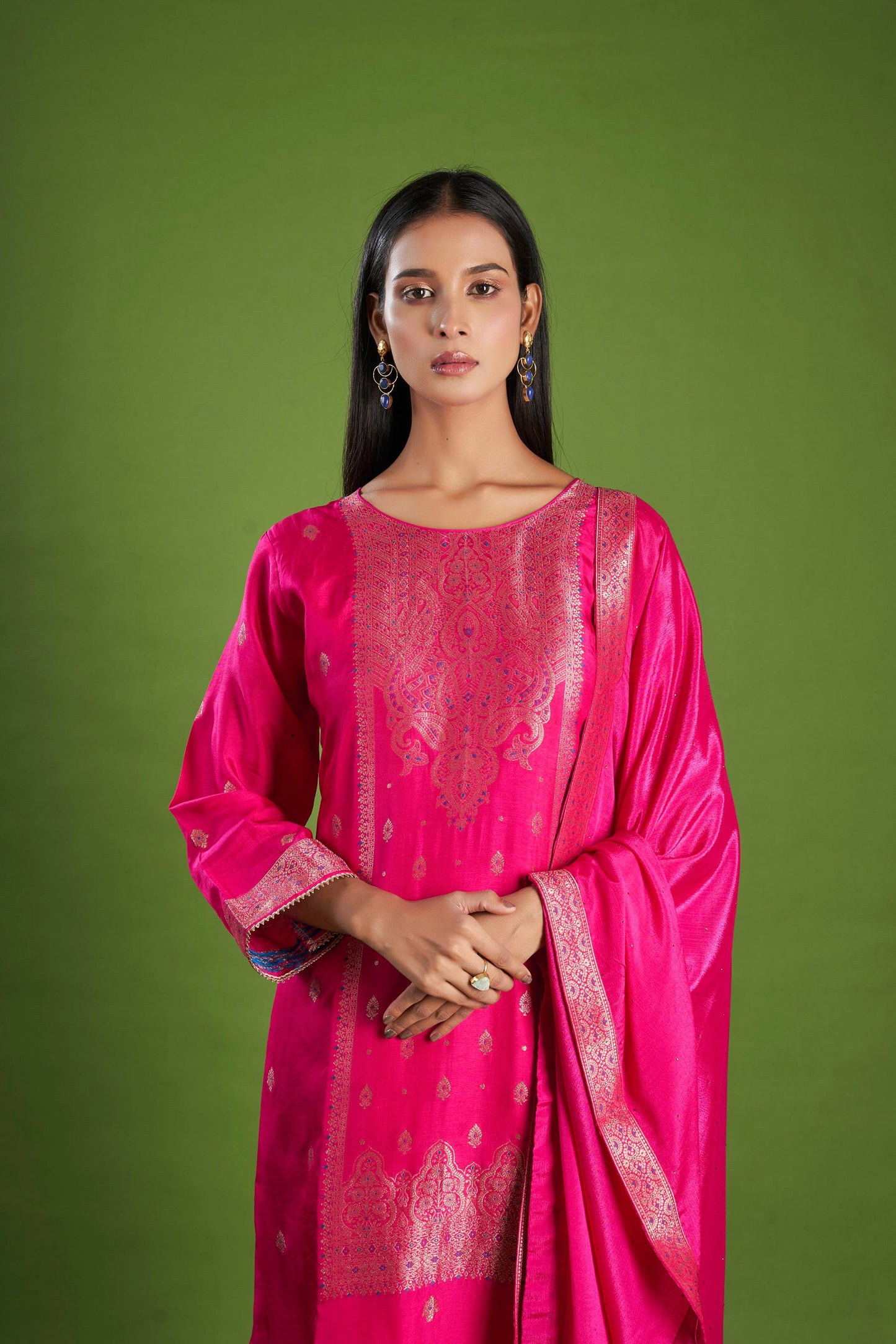 Kanika Jacquard Embroidered Dola Silk Kurta Set