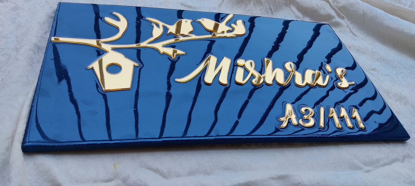 Customizable Resin Art Name Plates - Blue, 20*10