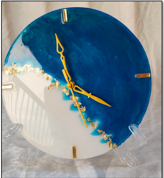 Gold Foil Resin Table Clock