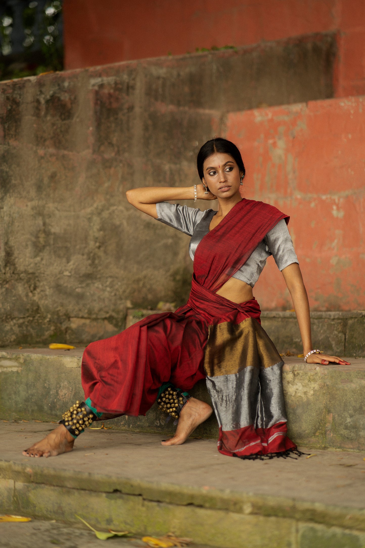 Rhythm Divine I Maroon cotton handloom saree