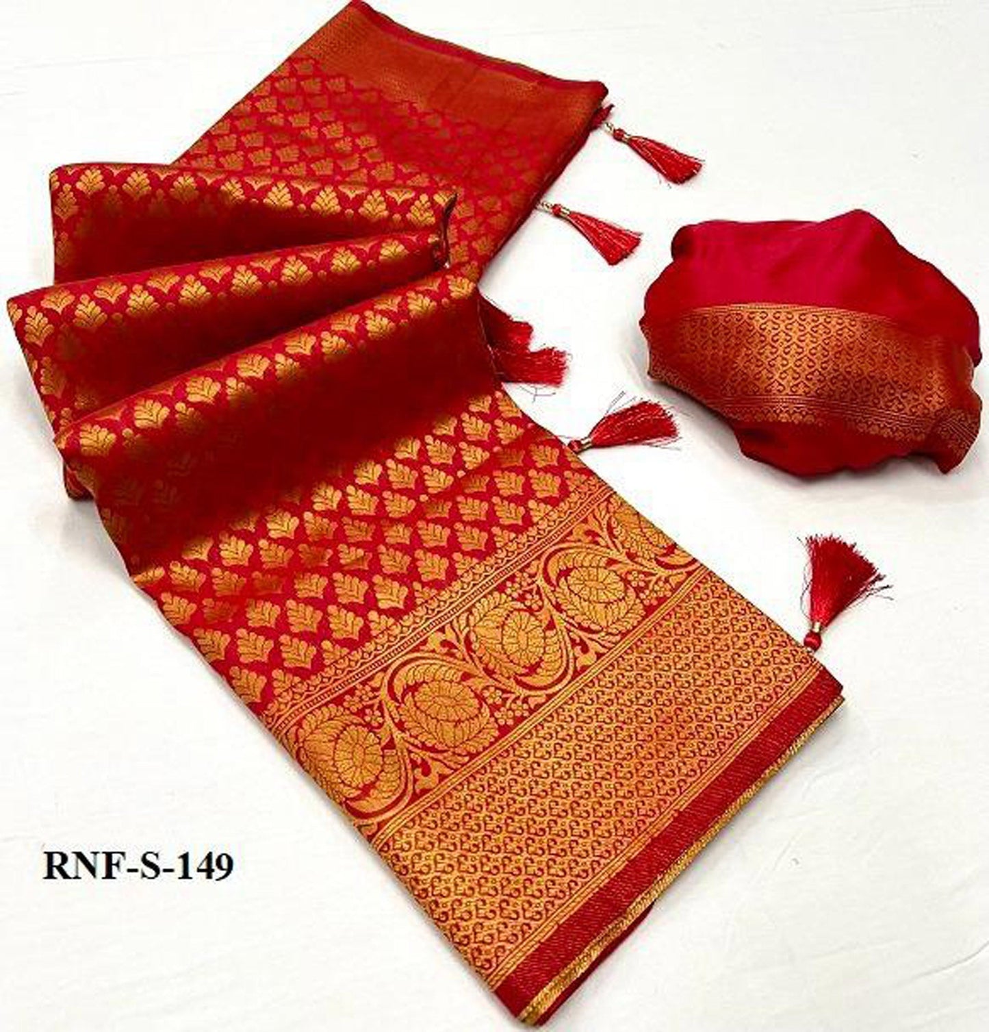 Fire Opulence Red Kanjivaram Butti Saree