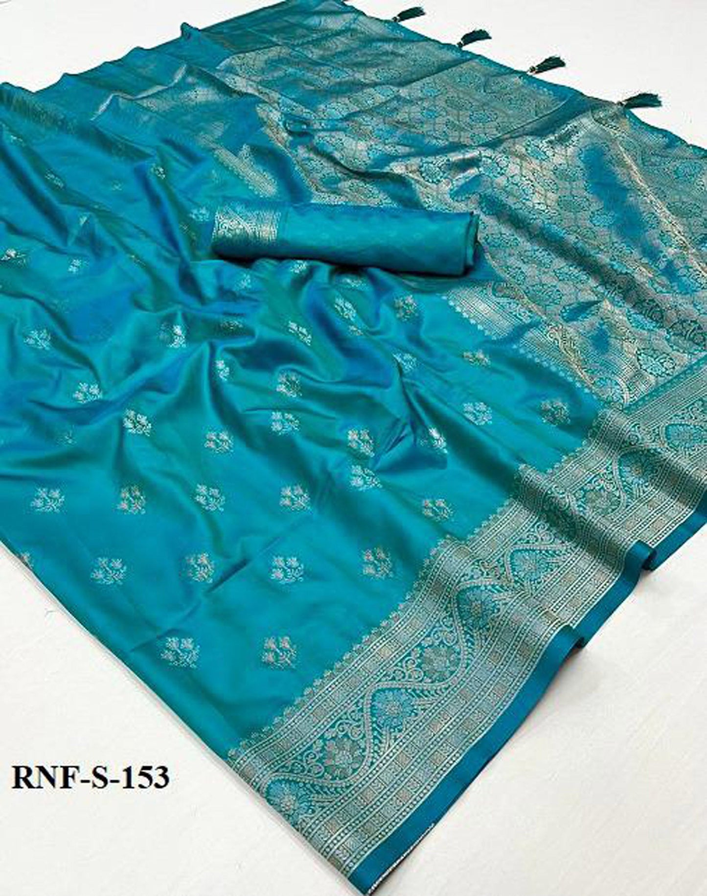 Blue Zari Woven Viscose Silk Saree