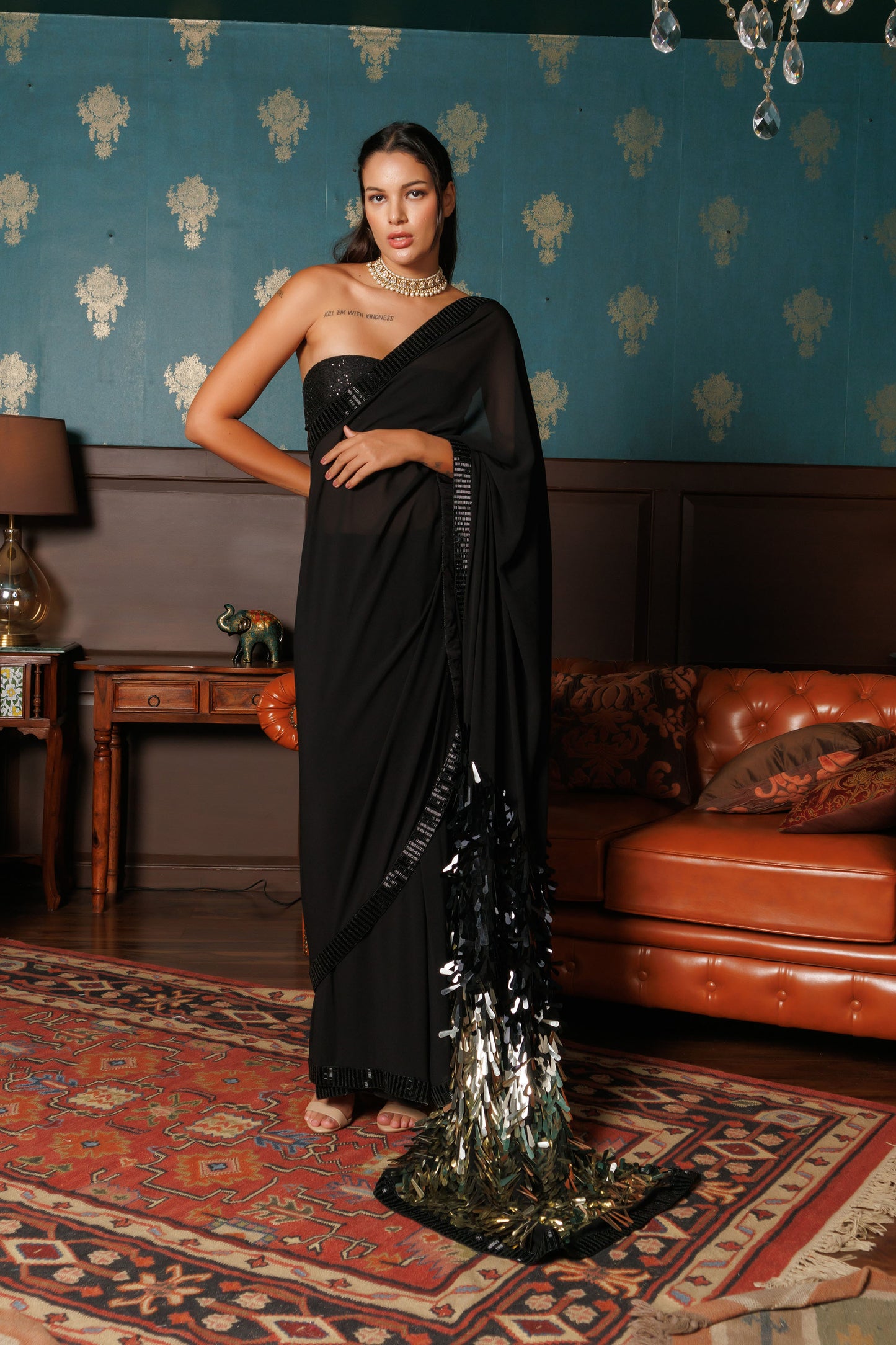 Sartorial Harmony Georgette Black saree