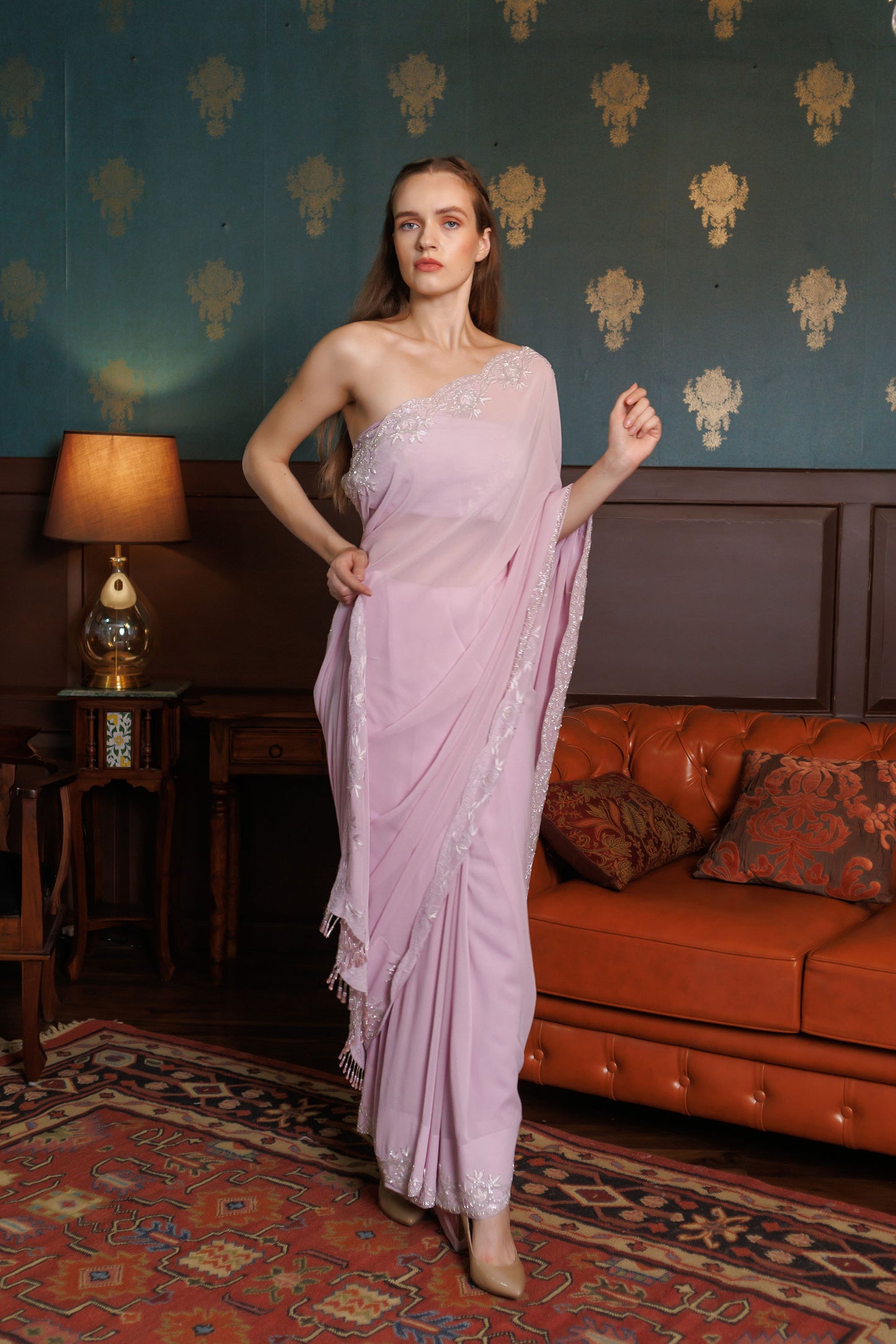 Lilac Haze Georgette Saree Elegance