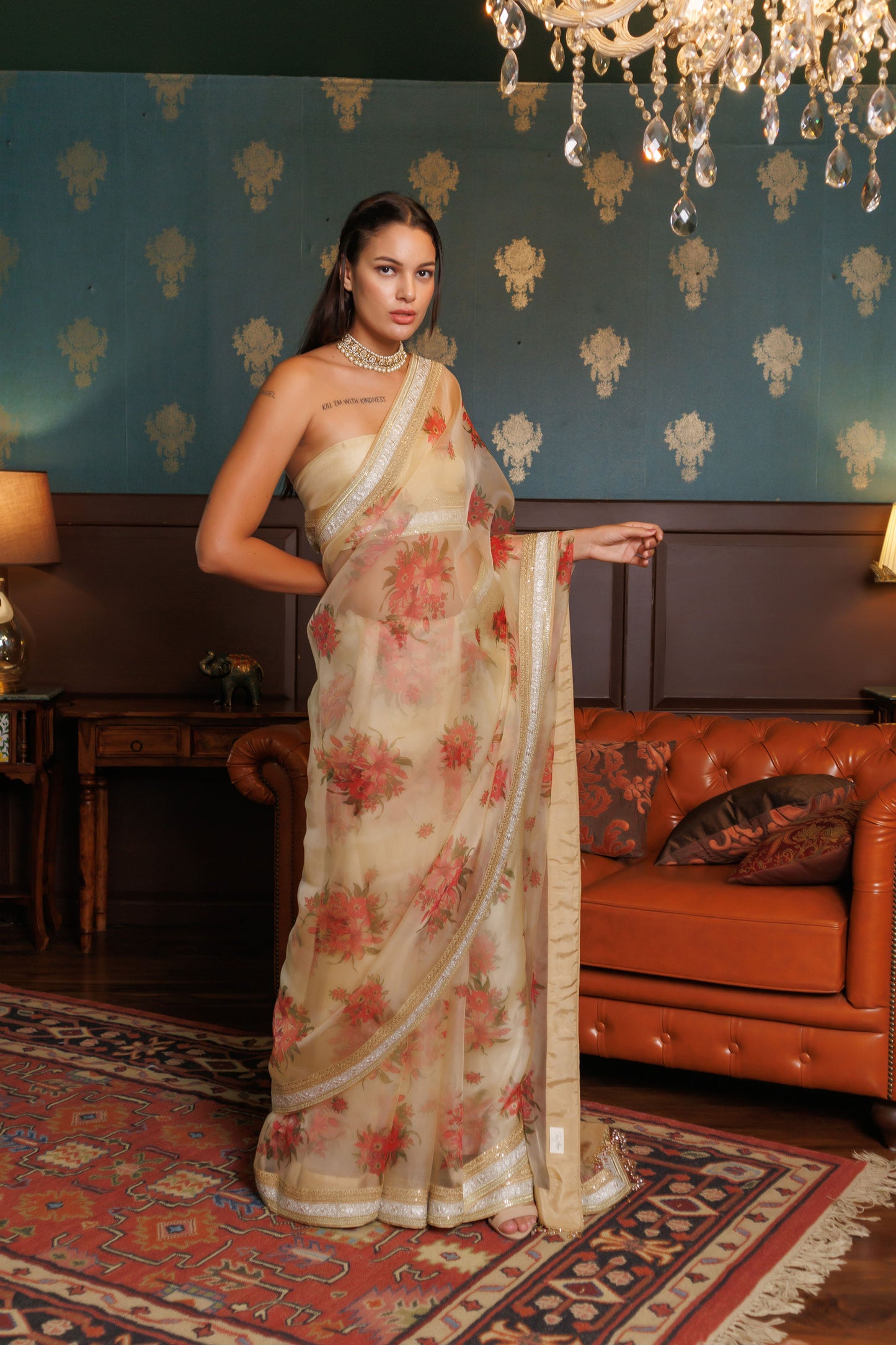 Pastel Sheers (Printed) Floral Organza saree