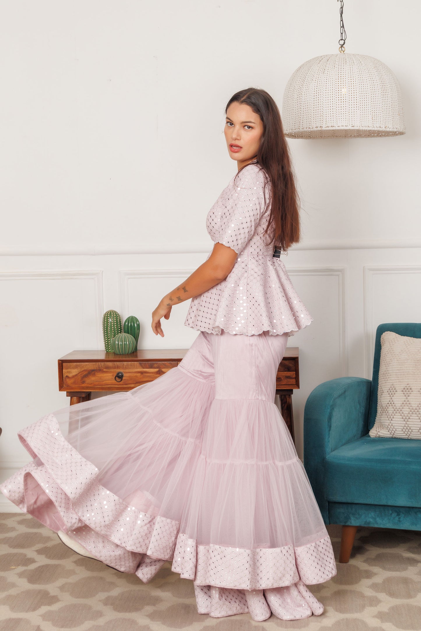 Reflections Georgette Lilac Sharara set