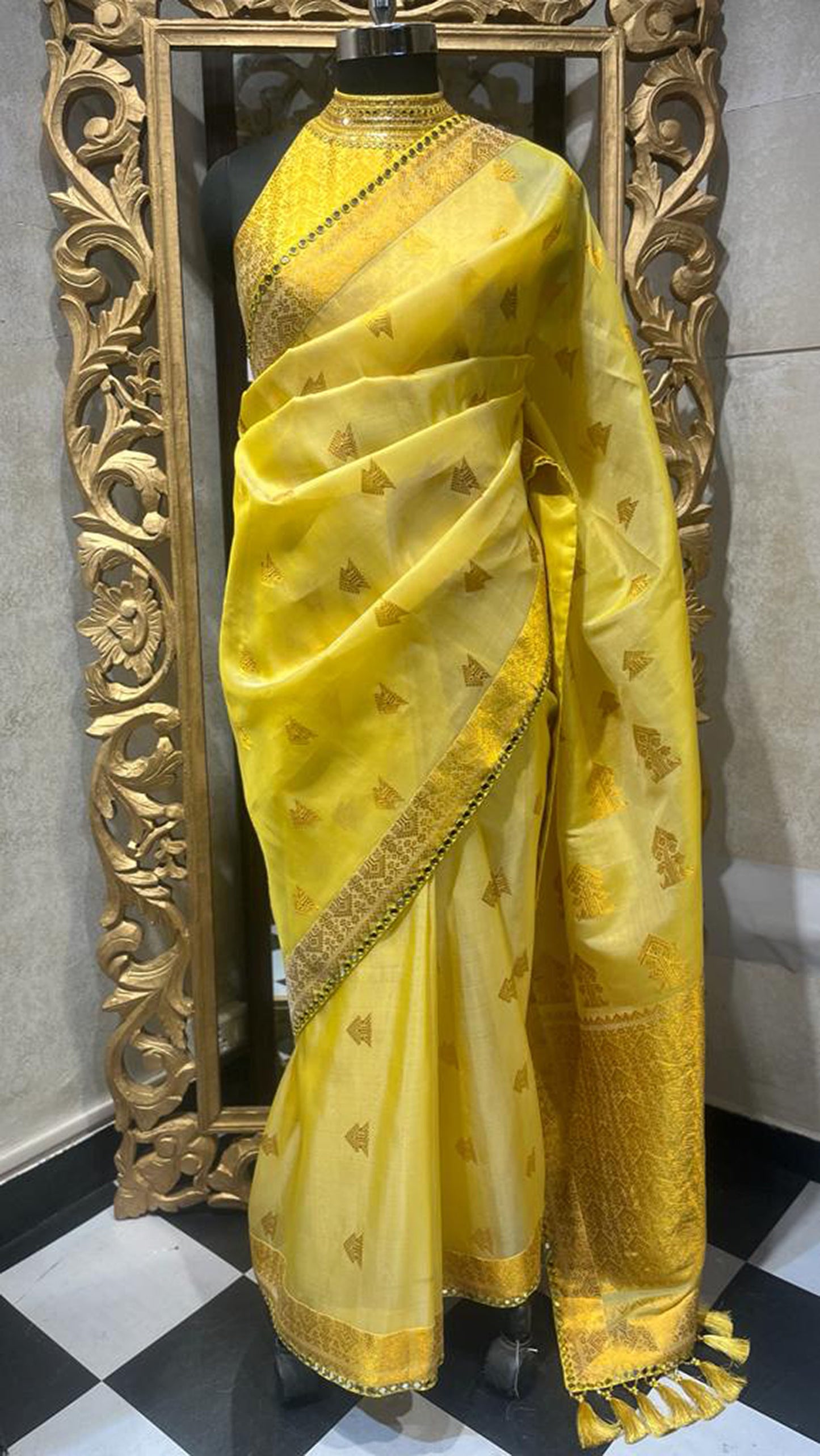 Yellow Color Hand Woven Assam Silk Saree