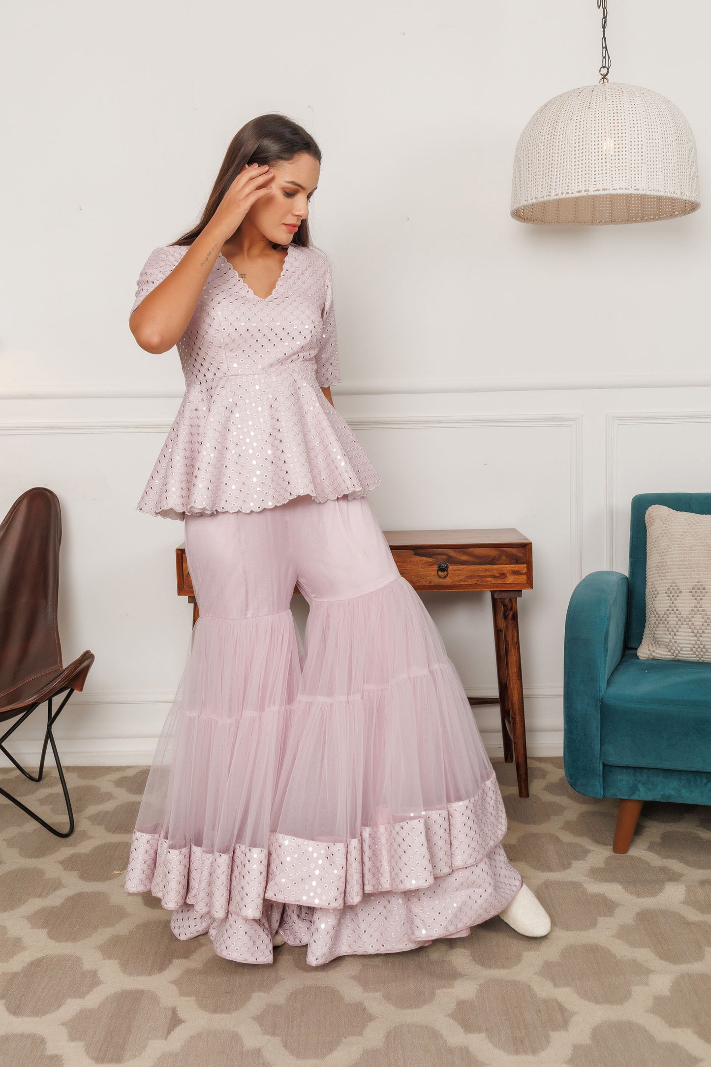 Reflections Georgette Lilac Sharara set