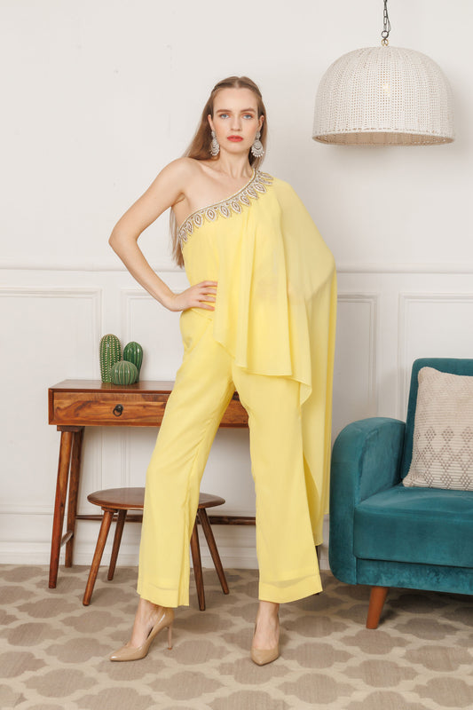 Embellished Dream Yellow Zardosi co ord set