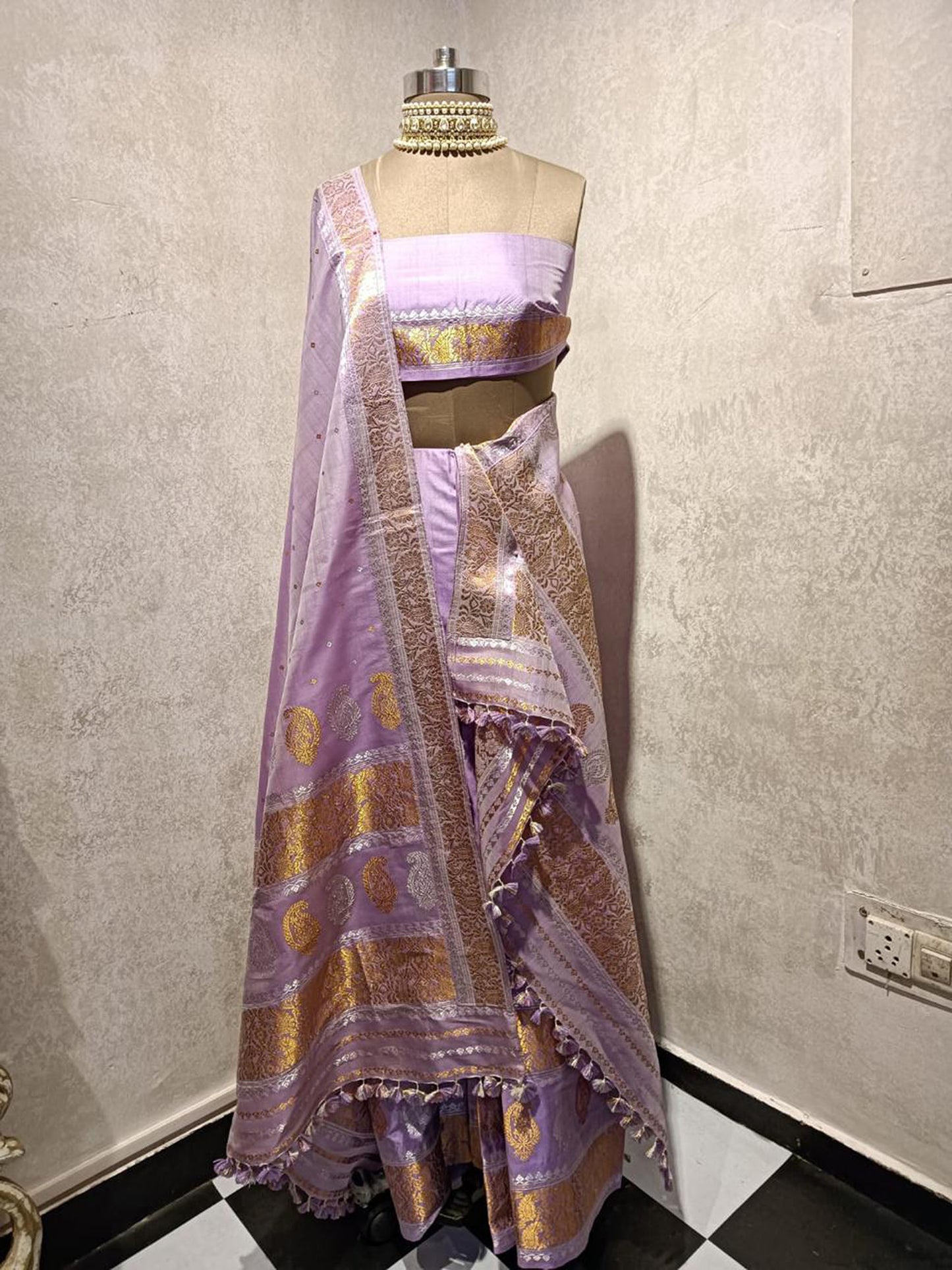 Lavender Hand Woven Assam Silk Mekhela Chador