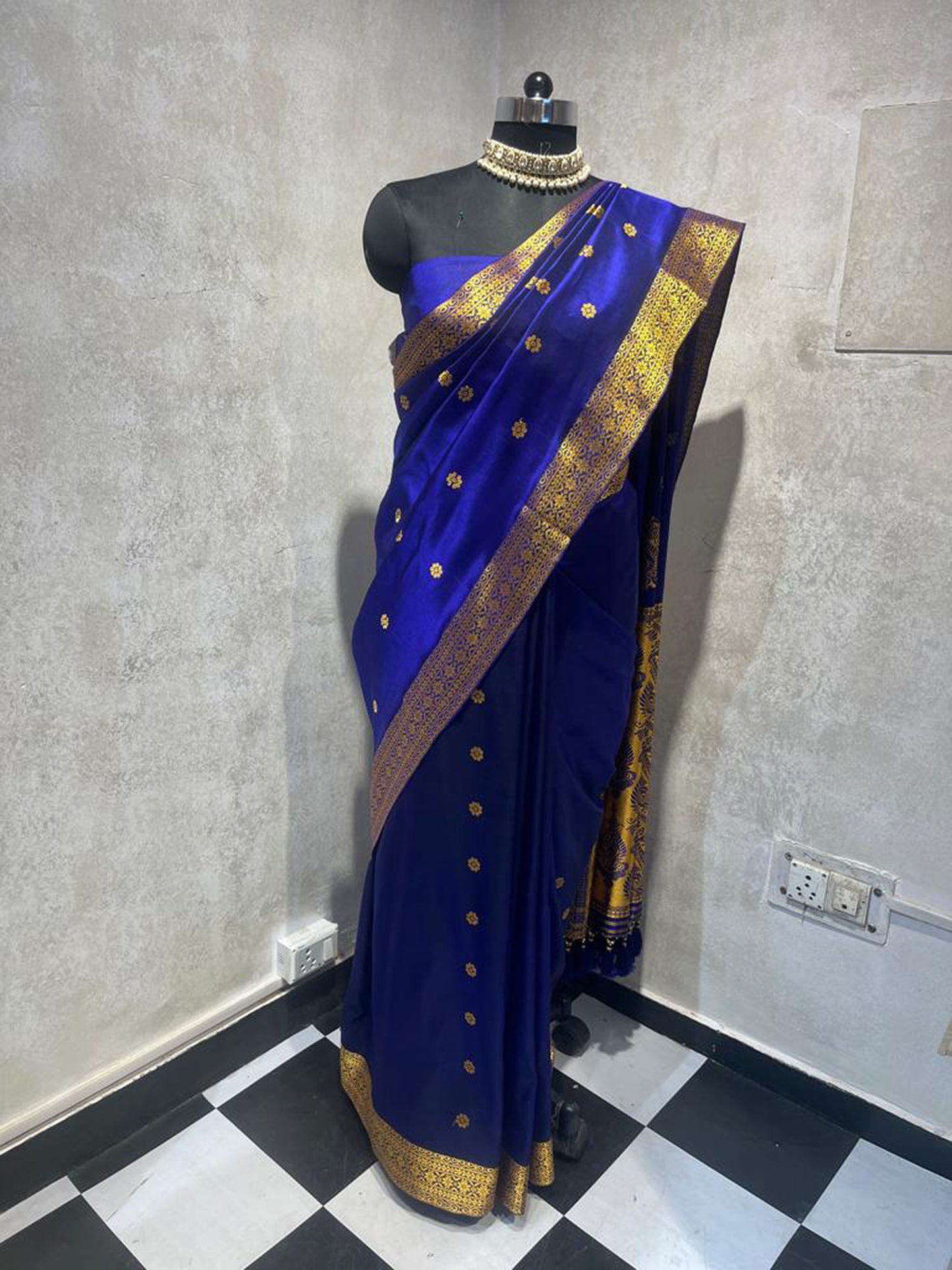 Royal Blue Hand Woven Assam Silk Saree