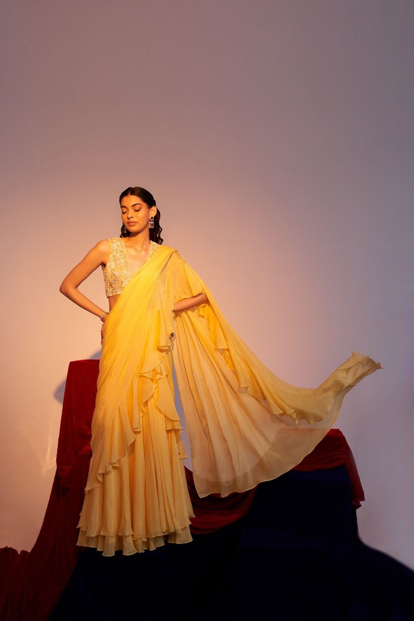 Sun-kissed Pearl Drape Saree