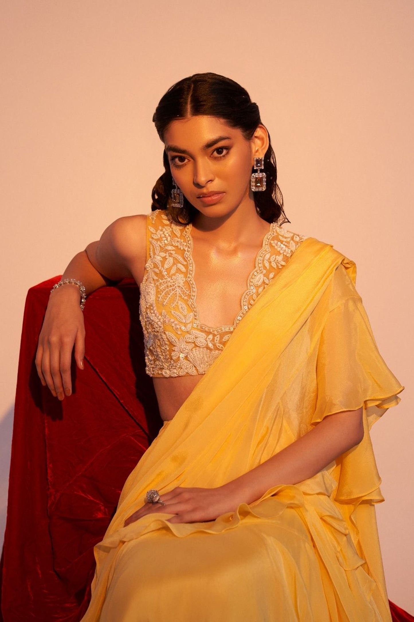 Sun-kissed Pearl Drape Saree