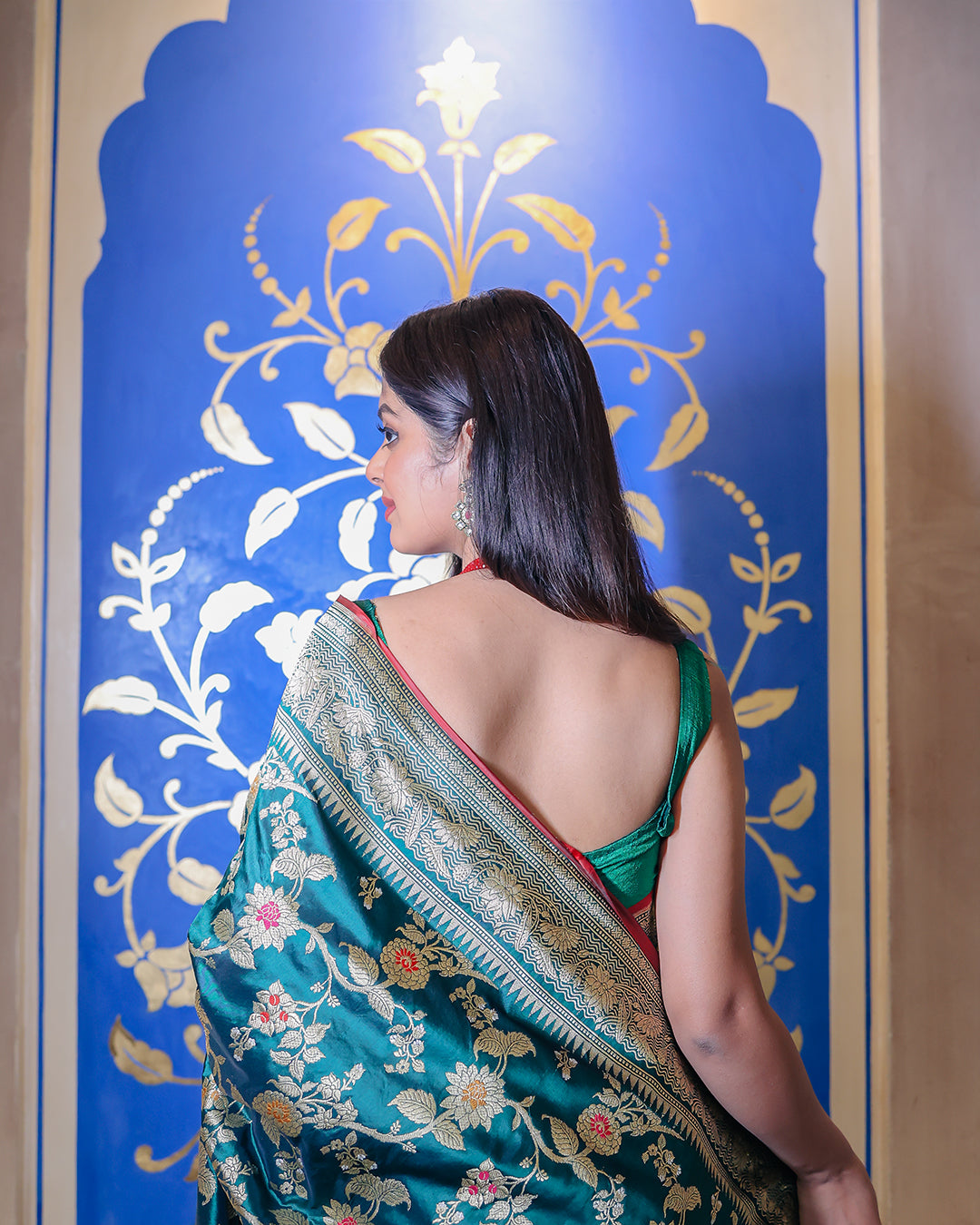 Teal Handwoven Kadwa Katan Pure Silk Saree - Panaya