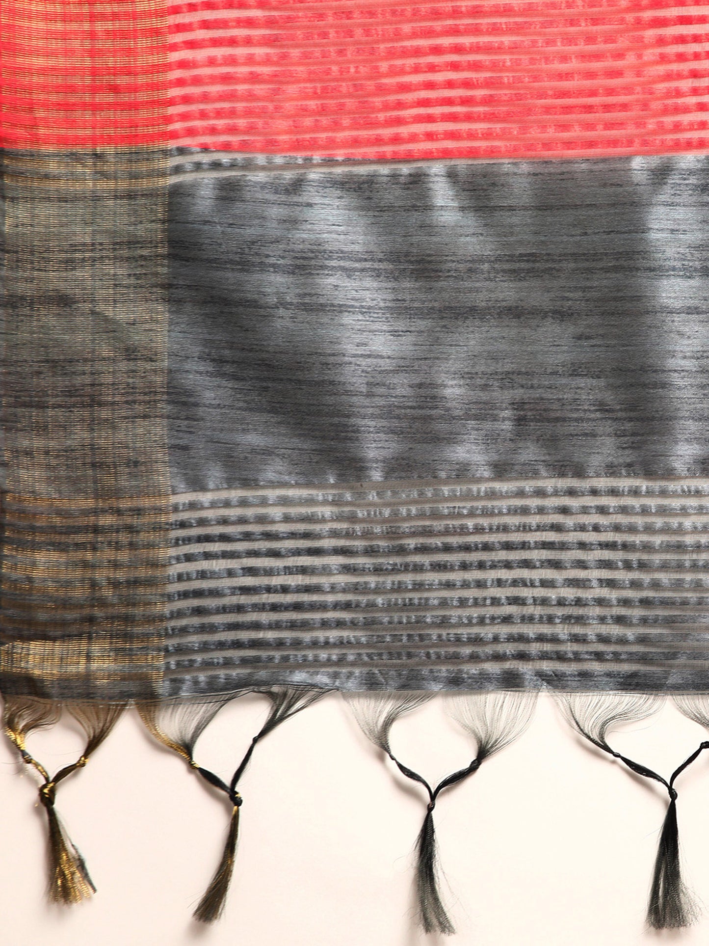 Grey Tussar Silk saree with Temple Border