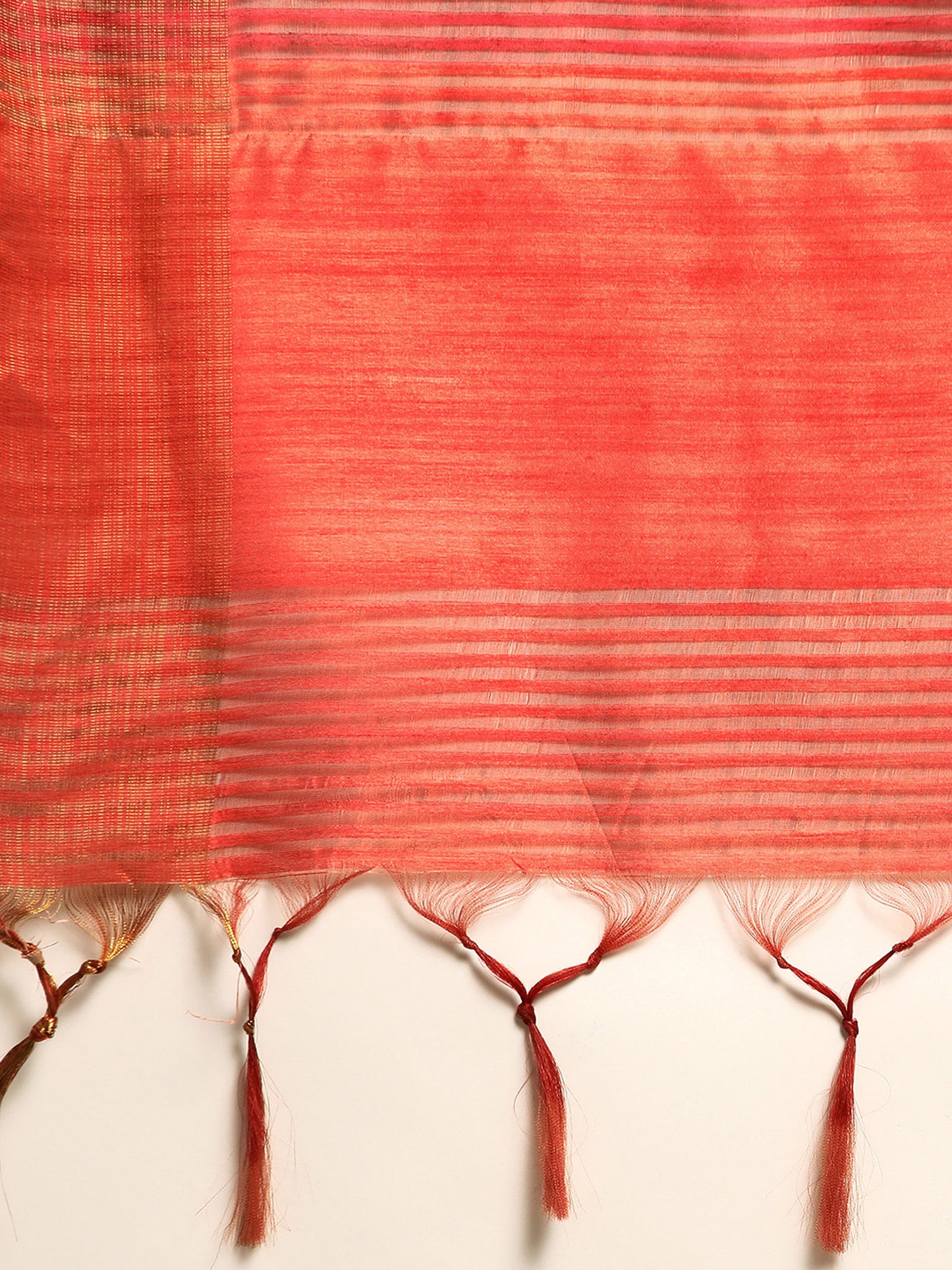 Orange Tussar Silk saree with Temple Border