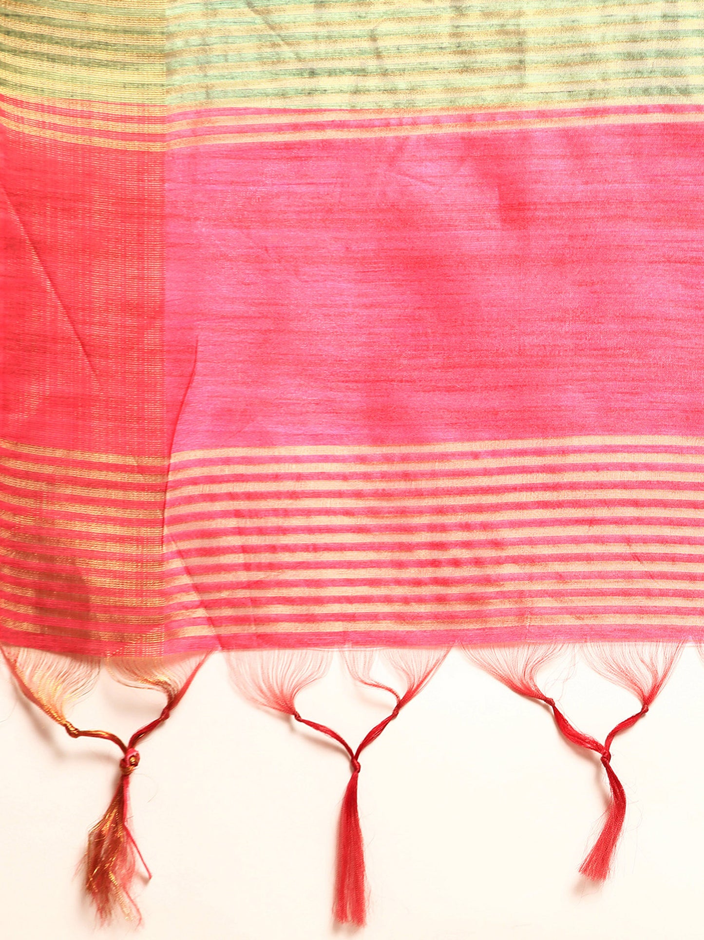 Pink Tussar Silk saree with Temple Border