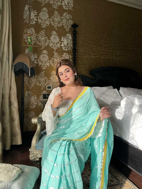 Sea Blue Tohfa Mulmul Saree