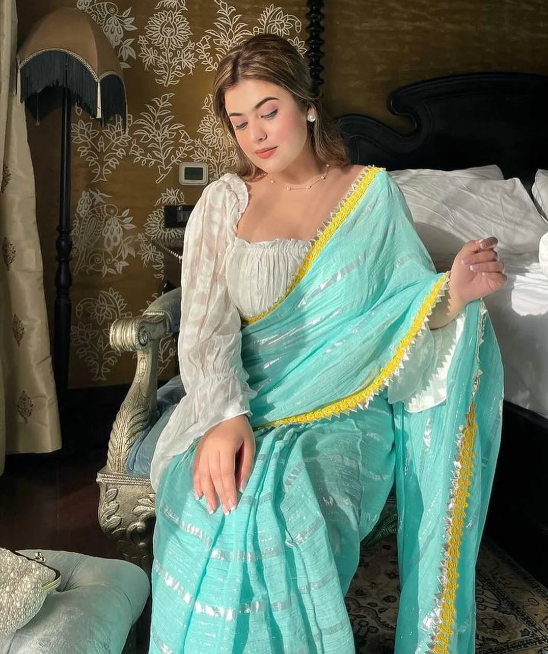 Sea Blue Tohfa Mulmul Saree