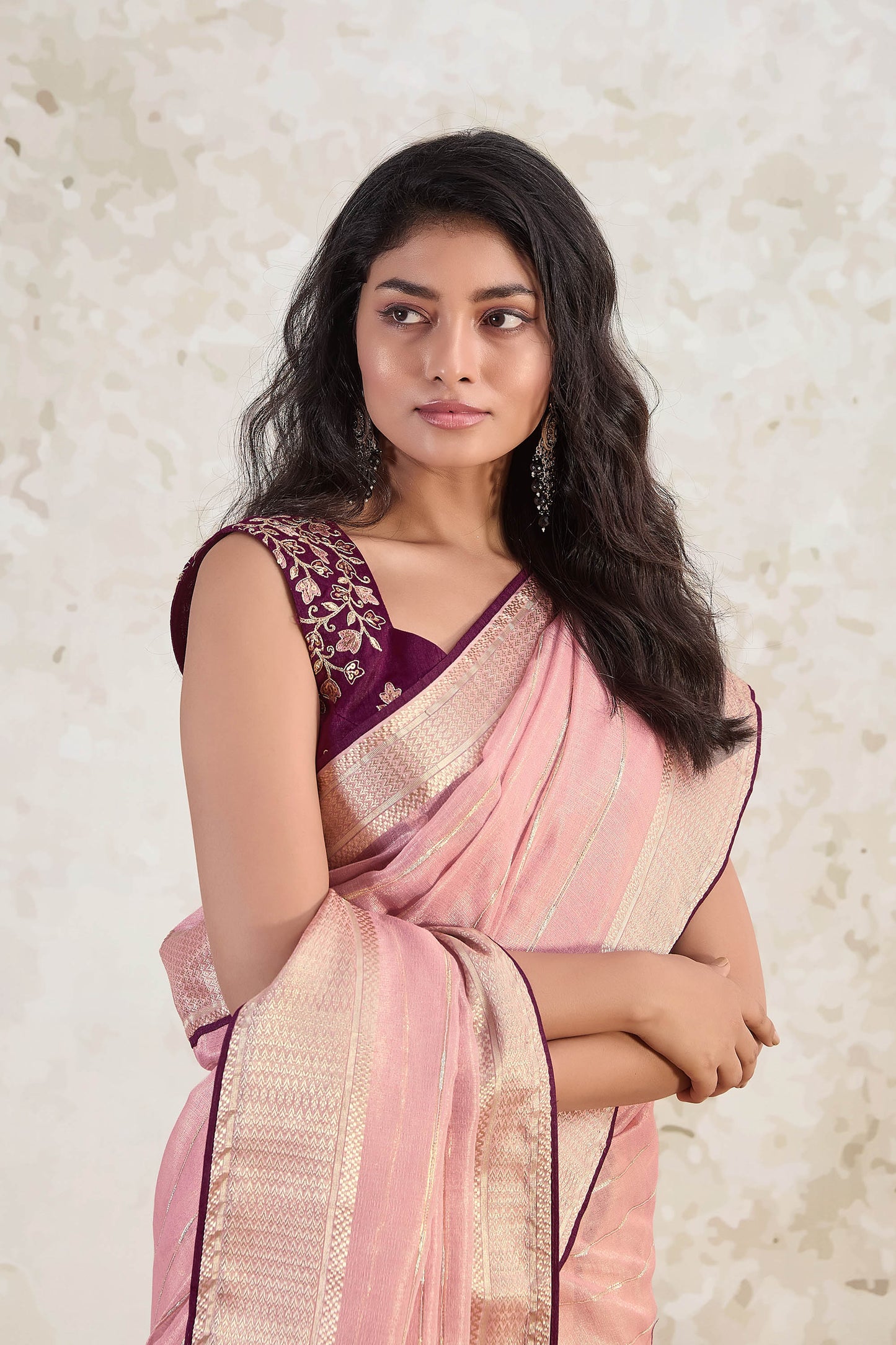 Light Pink Zari Ishkiya Tissue Silk Saree