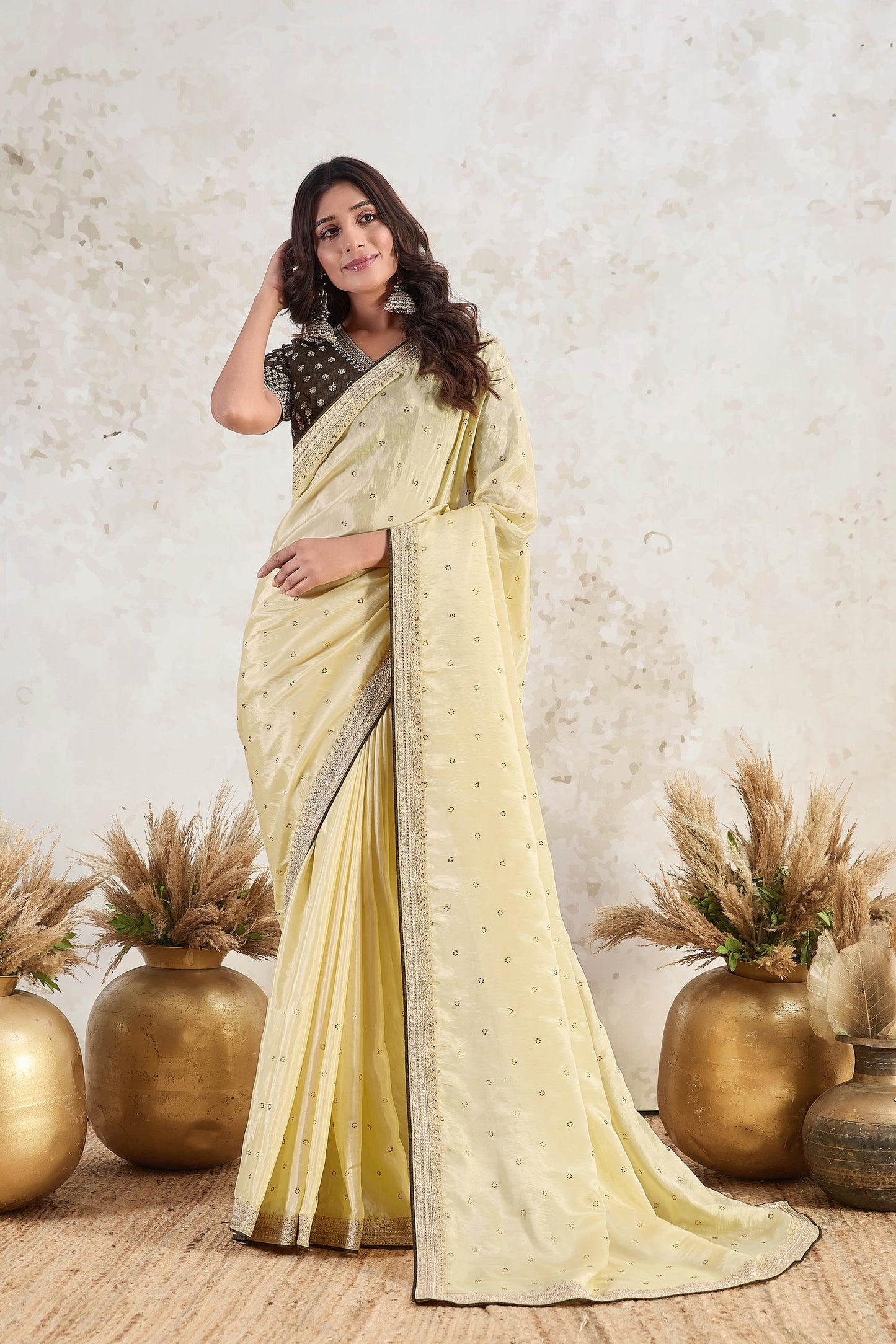 Lemon Yellow Ishkiya Blueberry Silk Saree