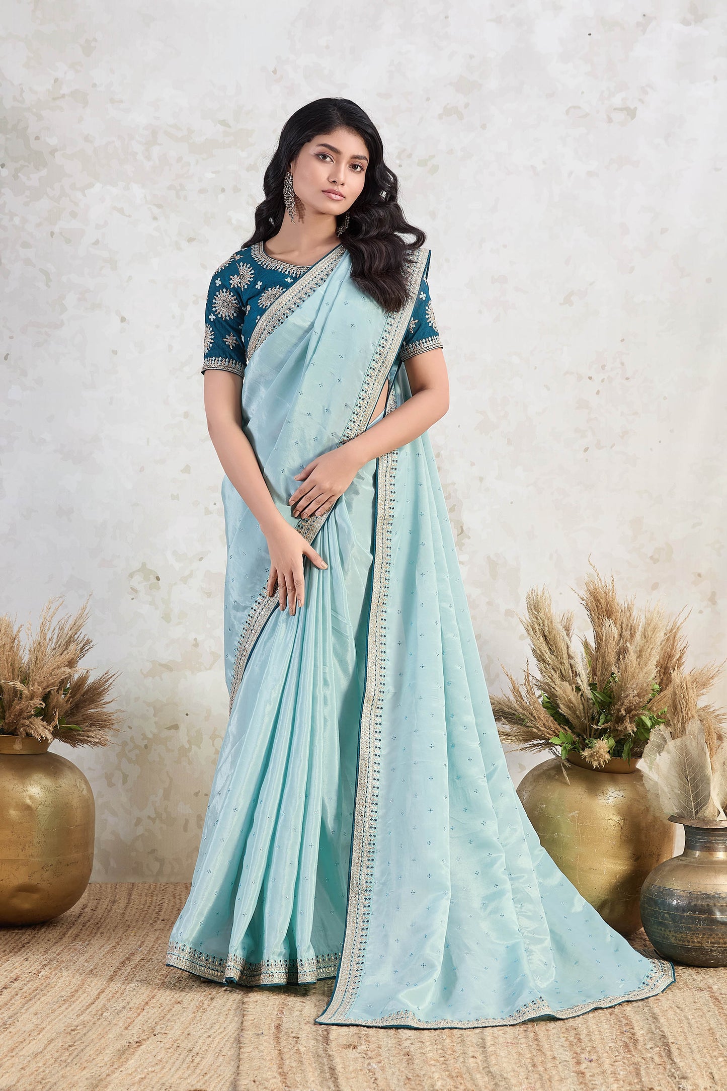 Dusty Ferozi Ishkiya Blueberry Silk Saree