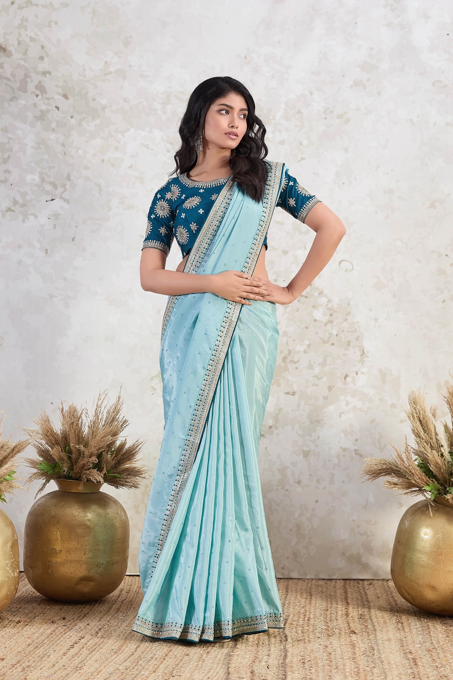 Dusty Ferozi Ishkiya Blueberry Silk Saree