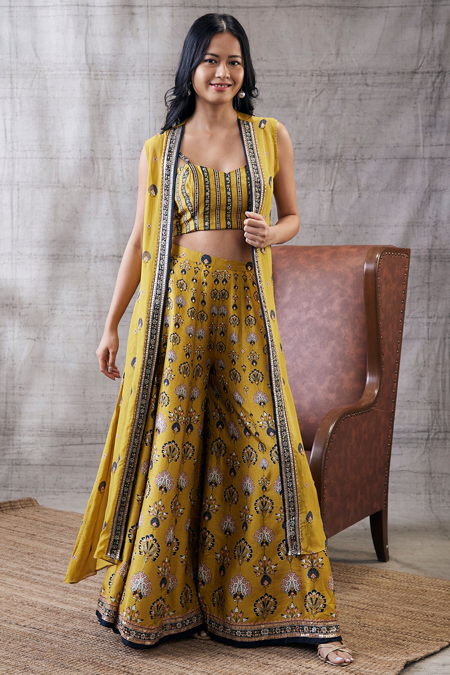 Sarouk Embroidered Co-Ord Set With Jacket