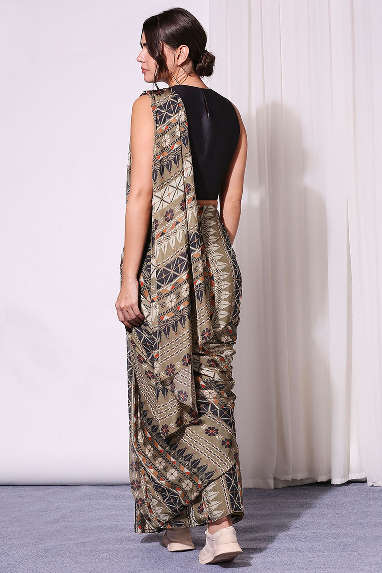 Geometrical Printed Pre-Stitched Saree