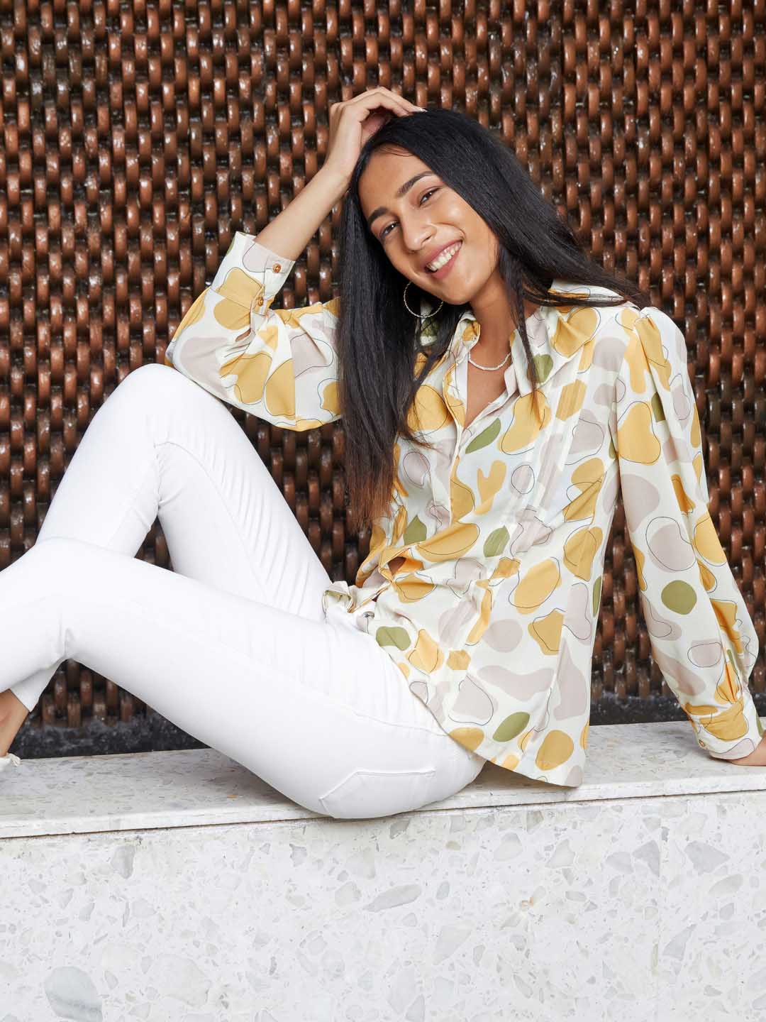 Multicolor Abstract Print Georgette Straight Shirt