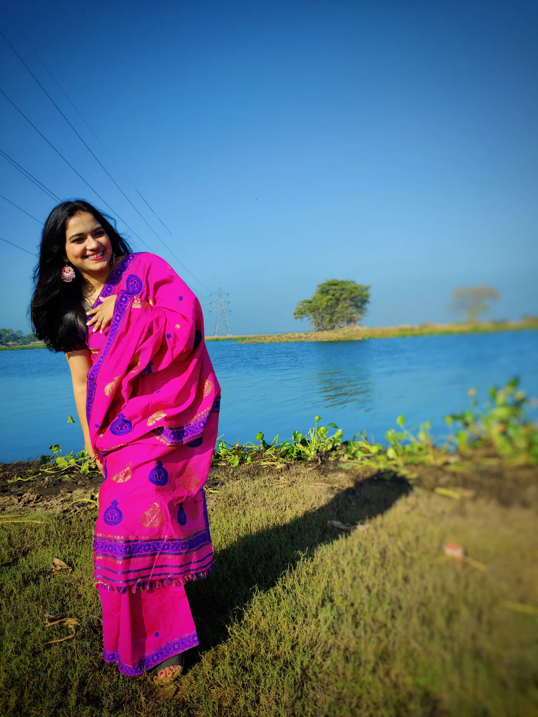 Galla Goodiyan Pink Cotton Handloom saree