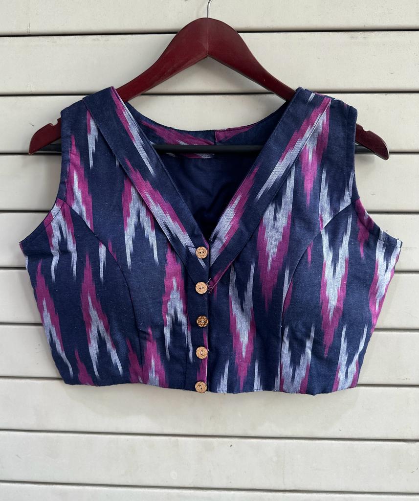 Stylish Ikkat Blouses - Blue and Pink