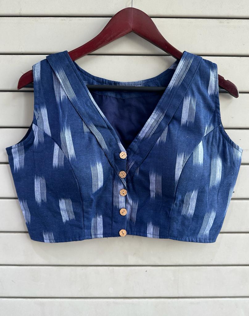 Stylish Ikkat Blouses - Blue and White