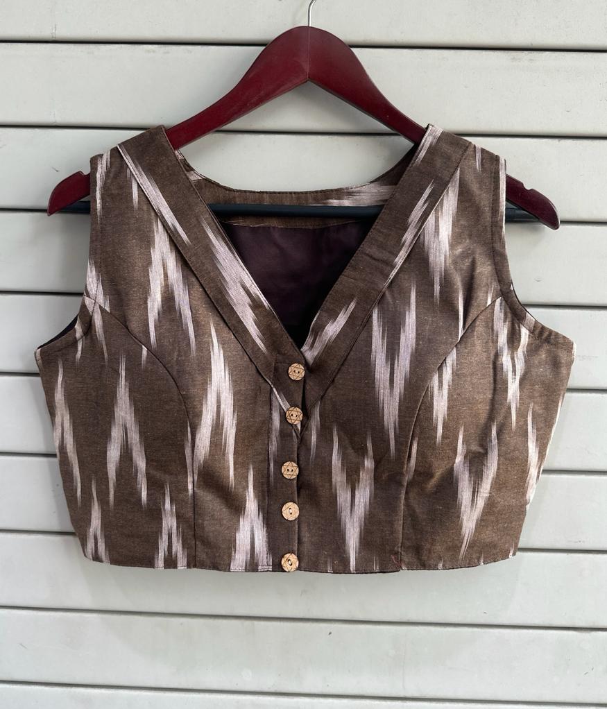 Stylish Ikkat Blouses - Brown