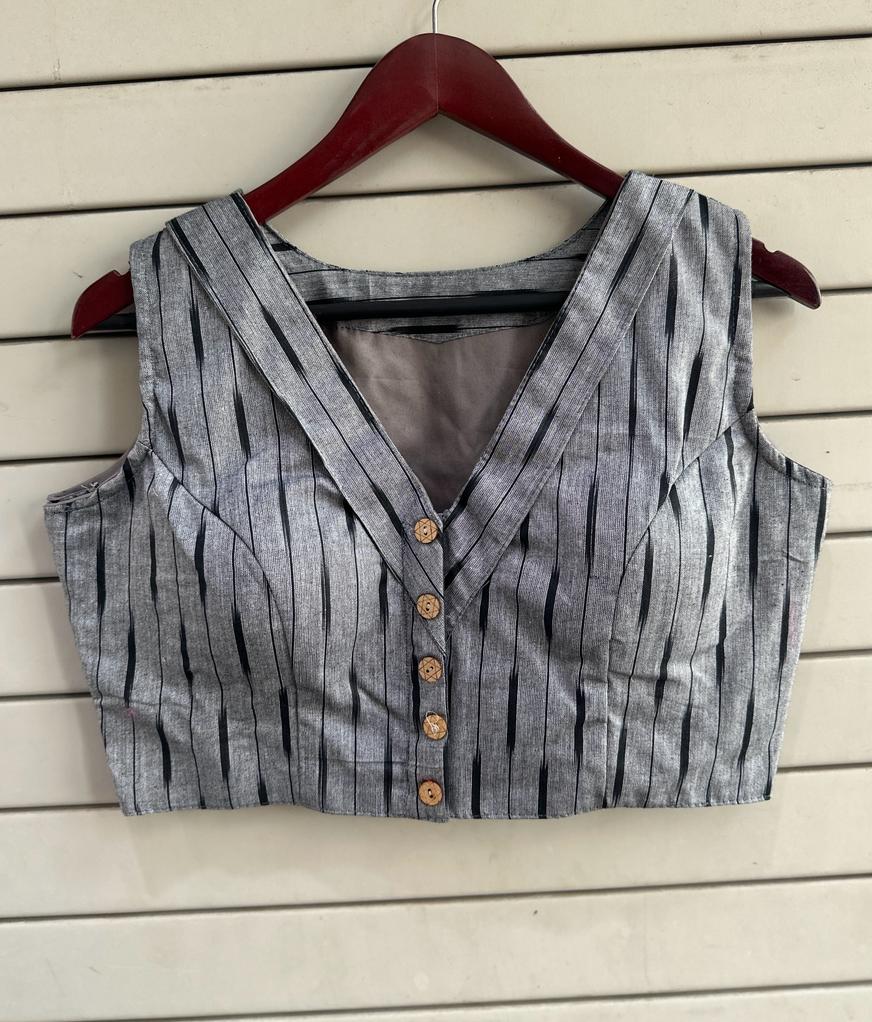 Stylish Ikkat Blouses - Grey and Black