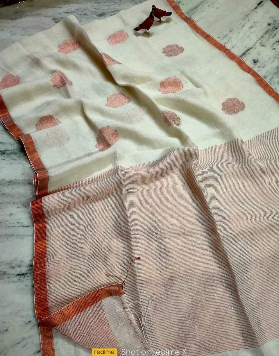 Stylish Pure Linen Saree