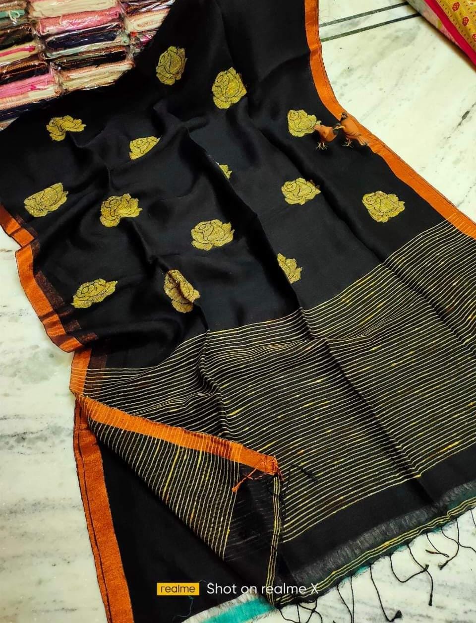 Stylish Pure Linen Saree