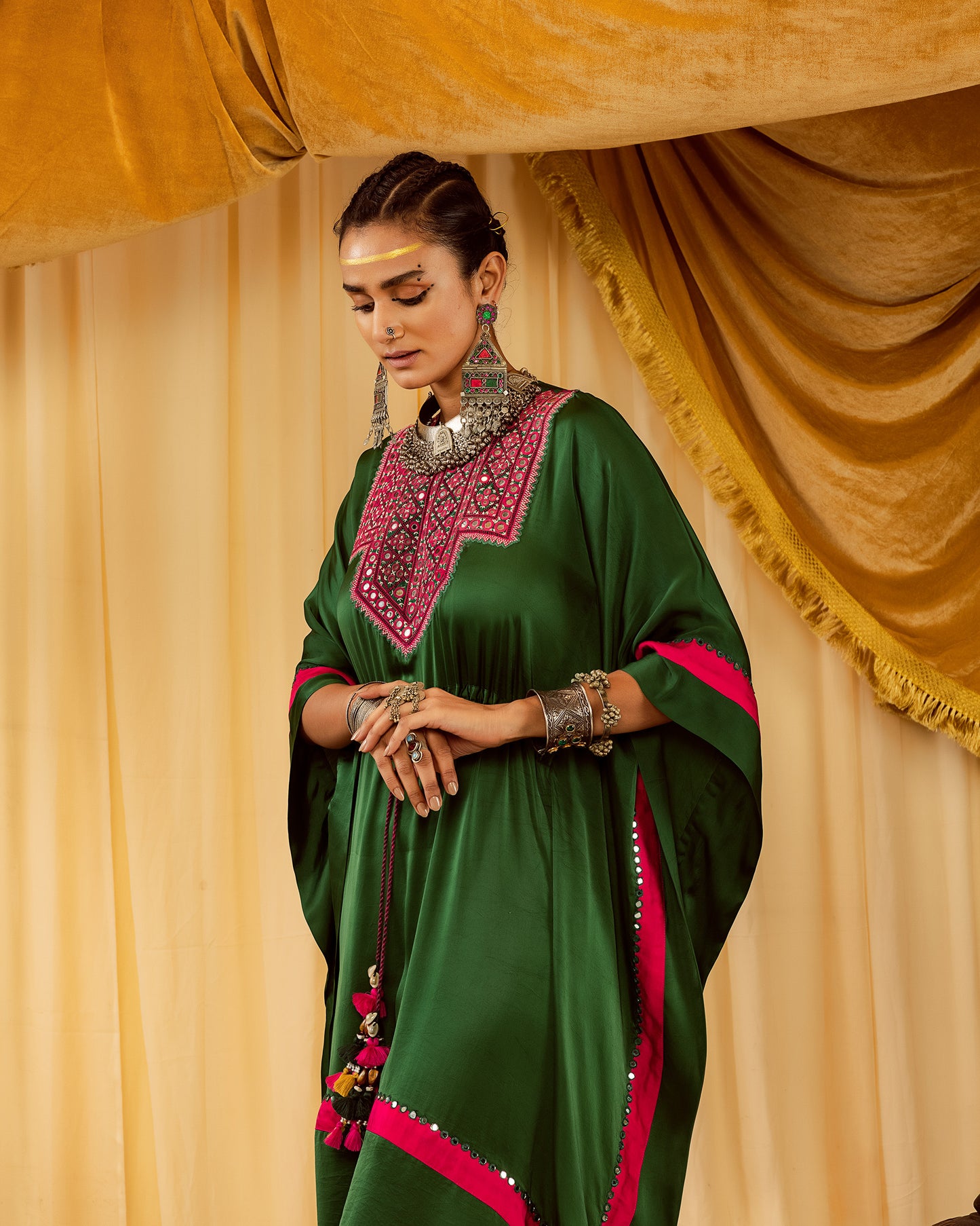 Dark green kaftan with plazo pants